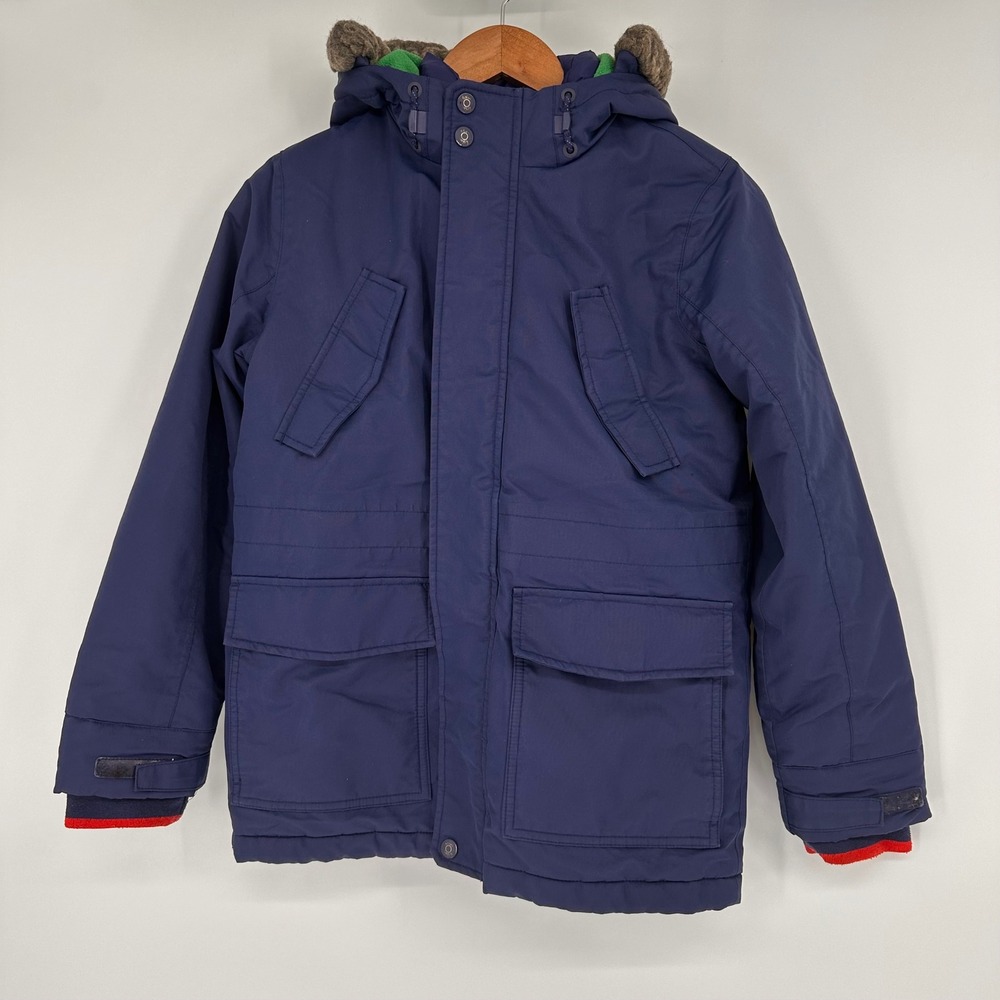 Boden Parka Jacket Coat Kids 11-12Y Faux Fur Hood Padded Navy Blue Winter Ski